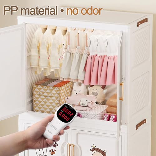 Image of Strassis Design Multipurpose Plastic Wardrobe for Kids Clothes Almirah Cupboard | Multipurpose Baby Toys /Books /Accessories Storage Organiser Closest with Anti-Skid Base (Cake Bear-K70212)