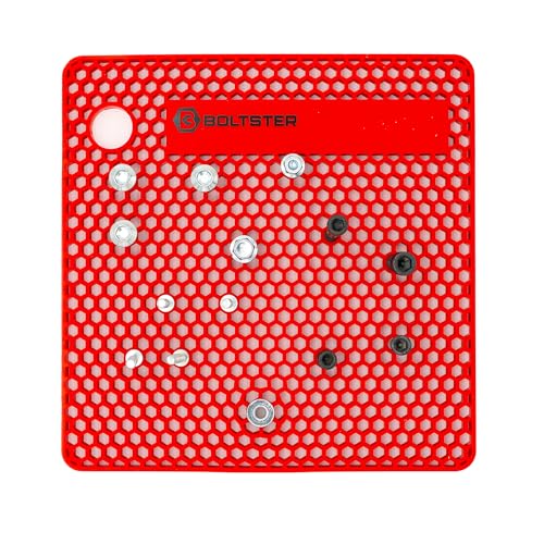 Boltster Original Fastener Organizer Tray (RED) Professional Silicone Bolt & Screw Organizer for Mechanics Automotive Industrial & DIY Heat & Chemical Resistant Tool Tray for Bolt Organization