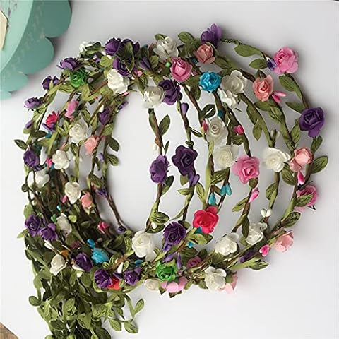 6PCS Flower Crown Headband Garland Headbands for Wedding Festival Party Vacation Hair Accessories Cover