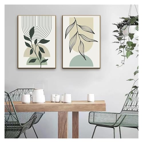 Tableau feuilles vertes de style boho moderne 40x60cm - 3