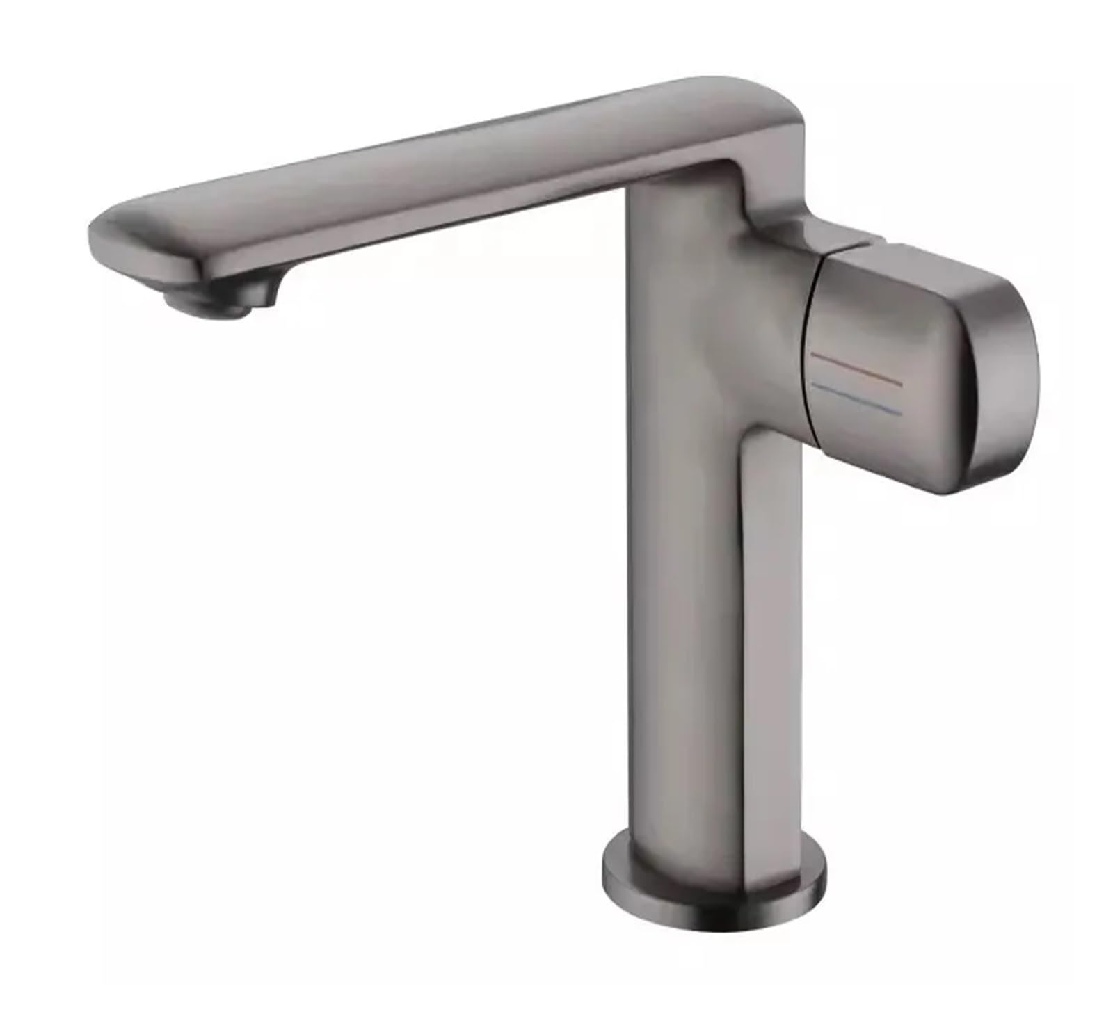 Grifo de lavabo mezclador agua fría y caliente monomando sobre cubierta gris