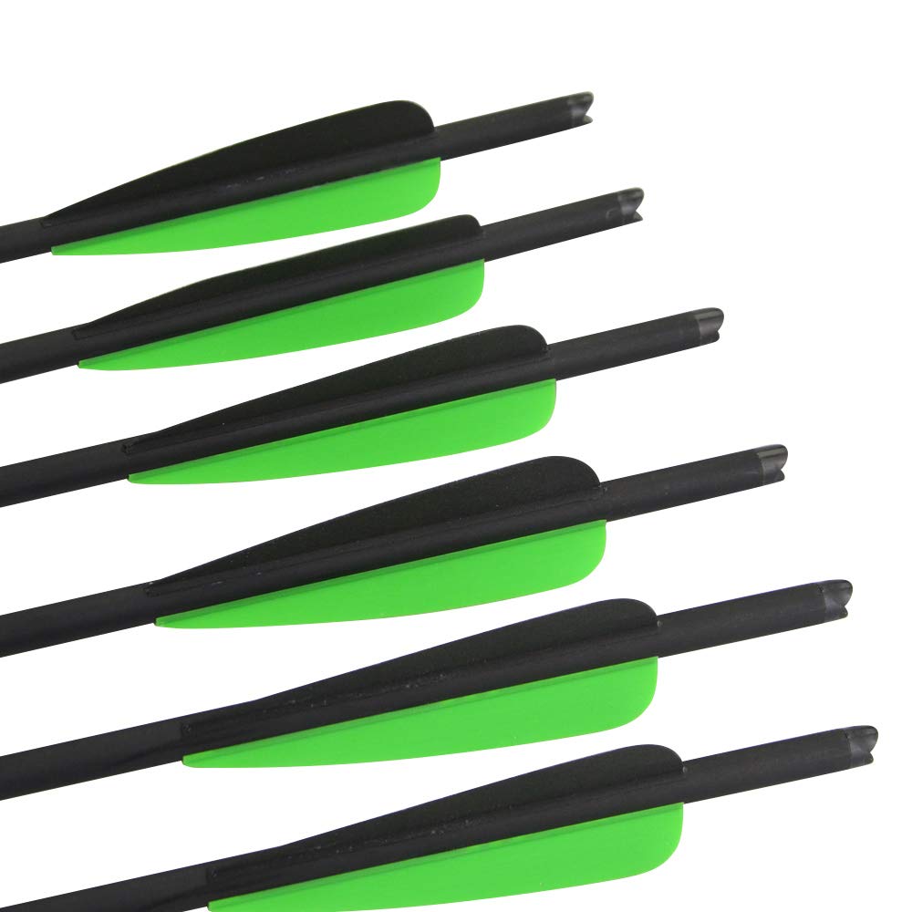 12pcs Flechas de Carbono 16 "17" 18 Pulgadas Flechas de Ballesta 20 Pulgadas 22 Pulgadas Carbono Flechas para Ballesta con Broadhead Roscado de Repuesto para Crossbow