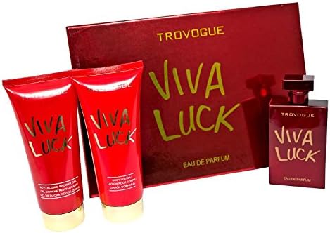 Viva Luck Red Eau De Parfum Luxury Gift Set for Women (Body Lotion, Shower Gel, Perfume) Long-Lasting, High Quality Designer Fragrance, 3.4 fl. oz./100 ml, 3 Count