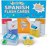 500+ Spanish Vocabulary Flash Cards for Adults & Kids Ages 15+ - Verb Conjugation, Nouns, Adjectives & Phrases to Learn Spanish for Adult Beginners Flashcards