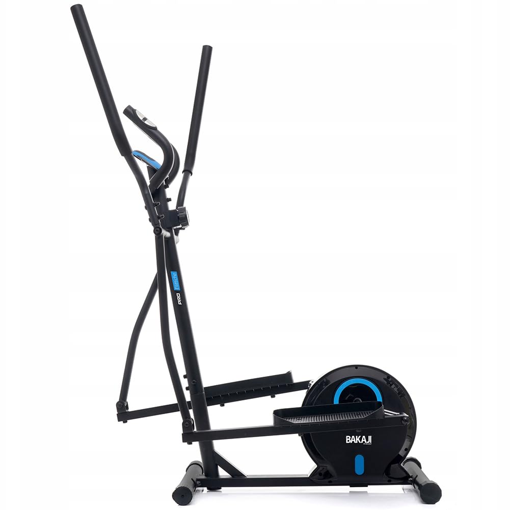BAKAJI Bicicleta estática elíptica para Fitness en casa con Mango Alto y Asiento Ajustable, Bicicleta de Gimnasio, Spinning Bike Vertical con sensores cardíacos y calorías para Entrenamiento de