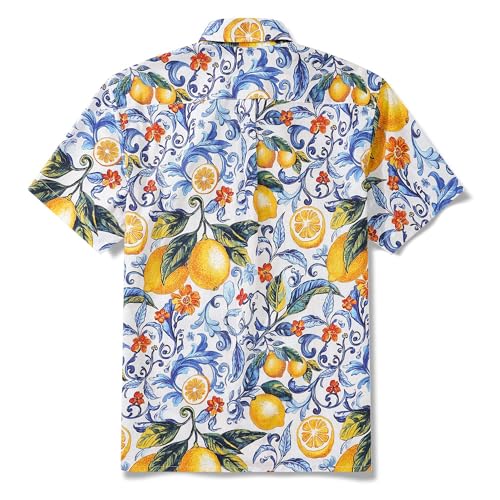 Mens Front Pocket Hawaiian Shirts Cotton Casual Shirts Short Sleeve Button Down Beach Tropical Shirts3