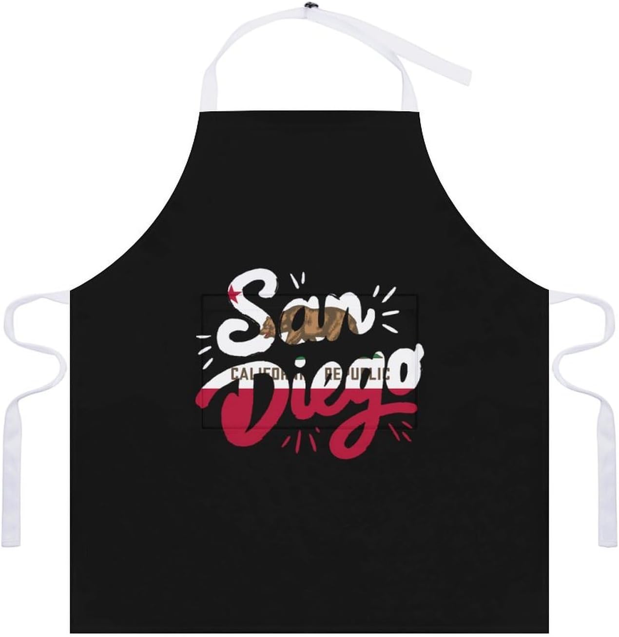 San Diego California Flag Classic Chef Aprons for Cooking Waterproof Kitchen Apron with Pockets