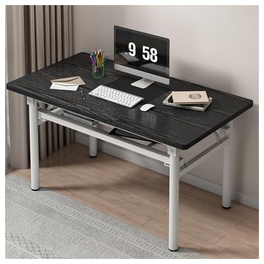 GreenForest Foldable Desk with Monitor Shelf,Small Size Computer Desk No-Assembly,Small Desk for Small Space,Oak 29 Folding Computer Desk with Metal Frame No Assembly Required Black Work Table with Double Shelves for Small Spaces Compact Size 100x40x75cm (40x16x35in)