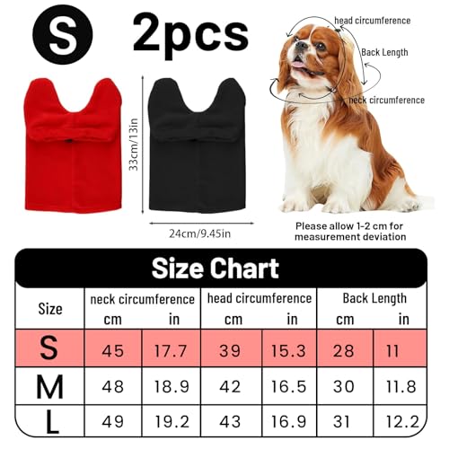 2 Stück Hundemütze, ZoneYan Hundewarme Kopfbedeckungen, Winter Haustier Schal, Kostüm Hund, Hunde Geschenke, Hunde Warm Halten Zum Wandern und Camping (Rot+Schwarz, S)