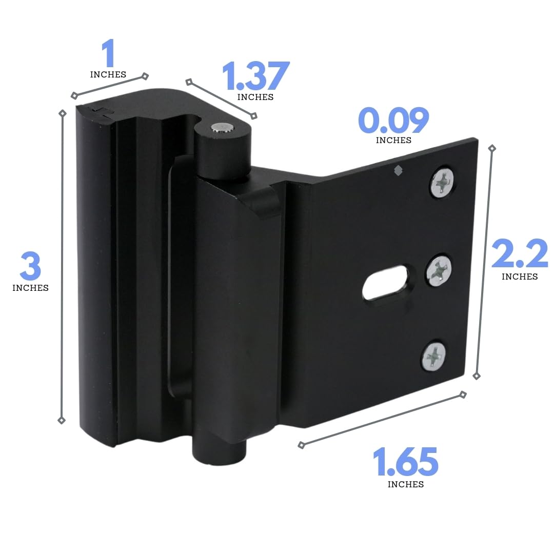 A-Four - Cerradura de refuerzo de puerta de seguridad para el hogar, 3 unidades, aleación de aluminio duradera, soporta 800 libras de fuerza, cerraduras de seguridad para puertas familiares y niños