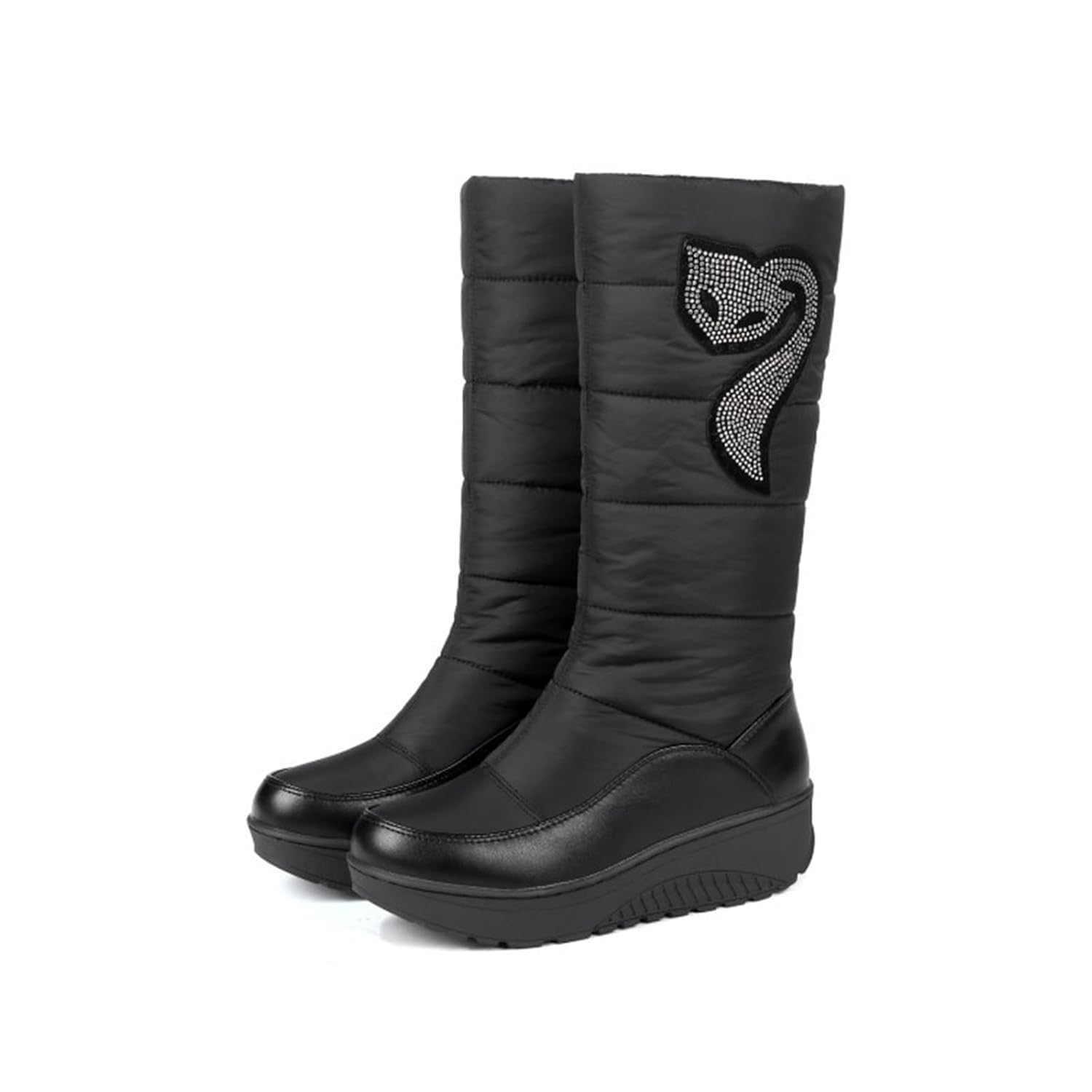 Womens Winter Warm Lined Snow Boots Fashionable Thick Sole Waterproof Non-Slip Calf Boots Suitable For Matching Windbreaker Snowy