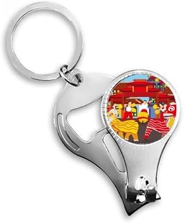 Alicate de unha personalizado chinês dança leão China Town anel chaveiro abridor de garrafa cortador