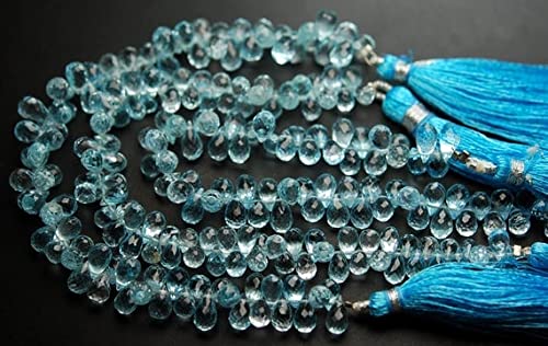 Drops Briolettes Sky Blue AZ Perles Gouttes Facettées 6mm 7.5mm pour Création Bijou
