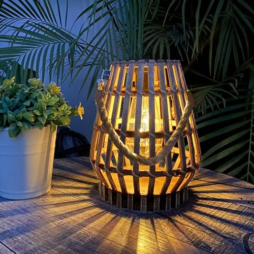 pearlstar Solar Laternen für Außen, Hängende Bambus Solarleuchte Wasserdicht, Solarlampen für außen Gartendeko, Balkon, Terrasse, Innenhof