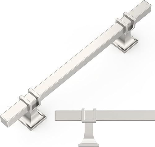 Amerdeco 10 Stück Möbelgriffe Gebürsteter Nickel – 128mm Lochabstand, Schrankgri