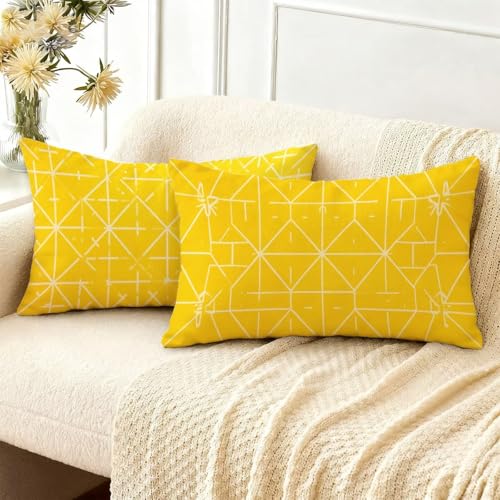 Housse coussin 50x80cm imperméable jaune pour canapé et balcon - 3