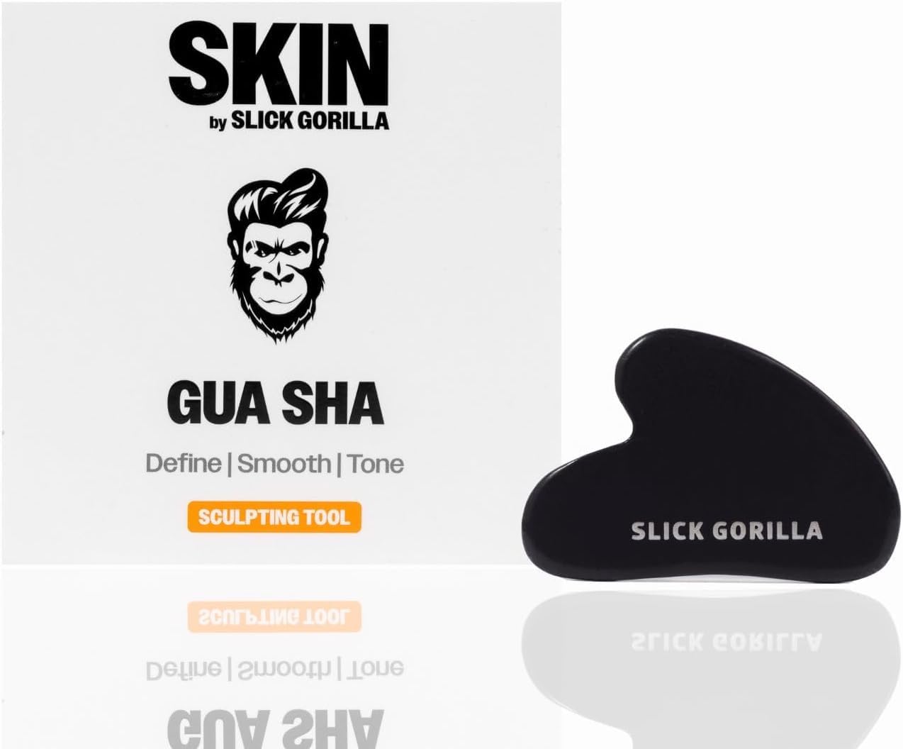 Slick Gorilla Gua Sha Tool Strumento per Scultura del Viso per Mascella, Gonfiore e Drenaggio Linfatico – Gua Sha per massaggio viso e collo. Strumento skincare (Nero).