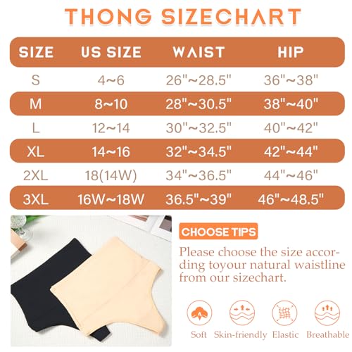 Image of Werena Tummy Control Thong Shapewear for Women High Waist Shaping Underwear Seamless Thongs Panties