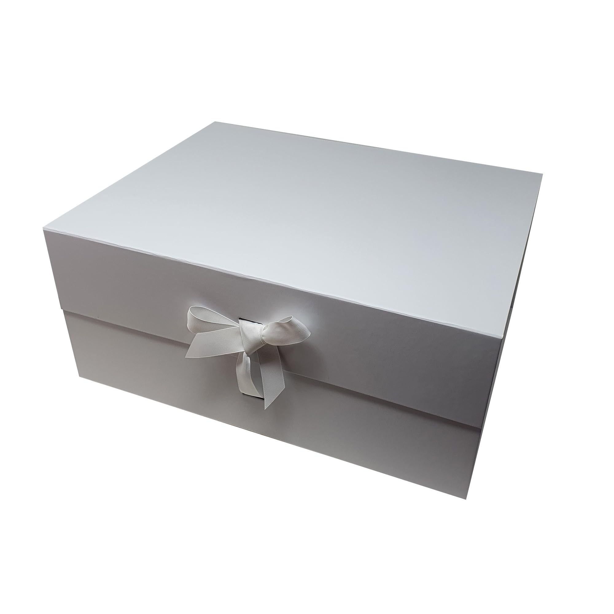 Ldpackaging Premium Large A3 Size White Gift Box, Folding Magnetic Clourse with Changeable Ribbon Included, L45cm x W35cm x H20cm, Perfect for Wedding, Party, All Occasions
