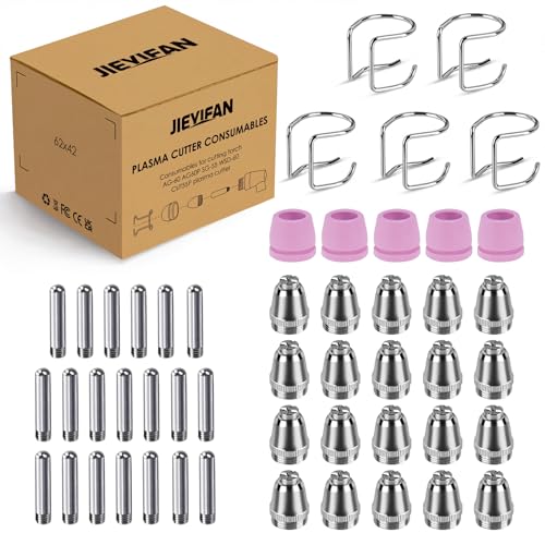 Image of 50 Piece AG60P Plasma Cutter Consumables Kit Includes Cutting Torch Tips and Nozzles – Compatible with AG60, WSD60, AG60P, CUT55P Plasma Cutters