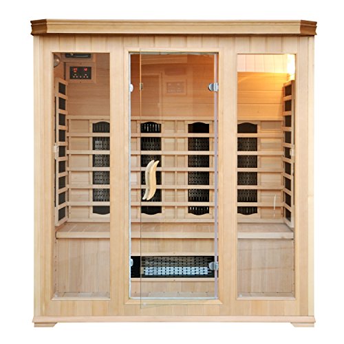 CONCEPT USINE | Cabine Sauna Infrarouge en Bois 4-5 Places | Sans Vapeur : Chaleur Sèche + Econome | Chromothérapie 7 Couleurs | 8 Diffuseurs Infrarouge | Station de Contrôle LCD | Radio + 2HP | 2640W