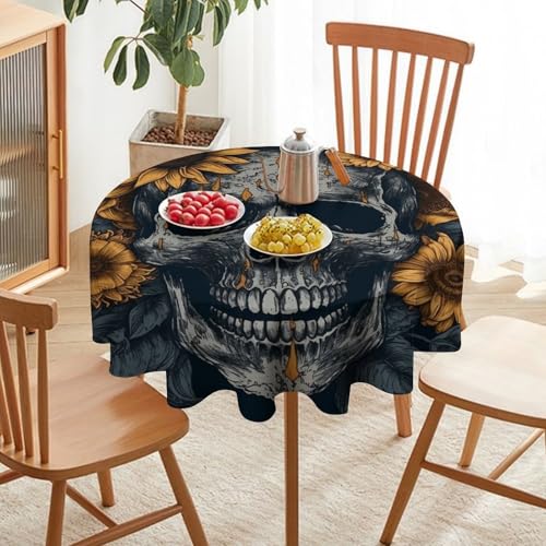 Nappe ronde lavable et durable tête de mort pour protection table - 6