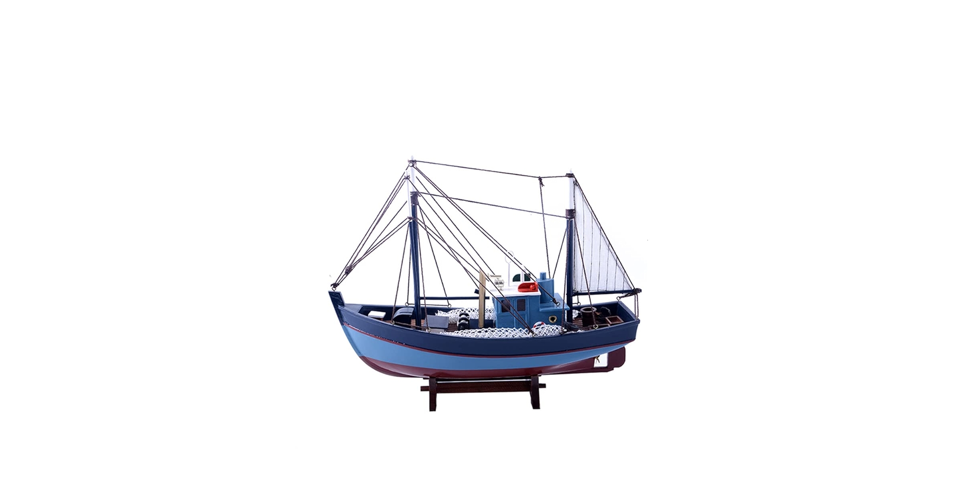 Amazon.co.jp: 40cmの木造船、地中海風の漁船モデルのソリッド