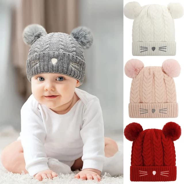 Image of Unisex Toddler Winter Hat Monkey Caps - Fleece Lined Baby Hat with Scarf Earflap Hood - Skull Caps for Kids