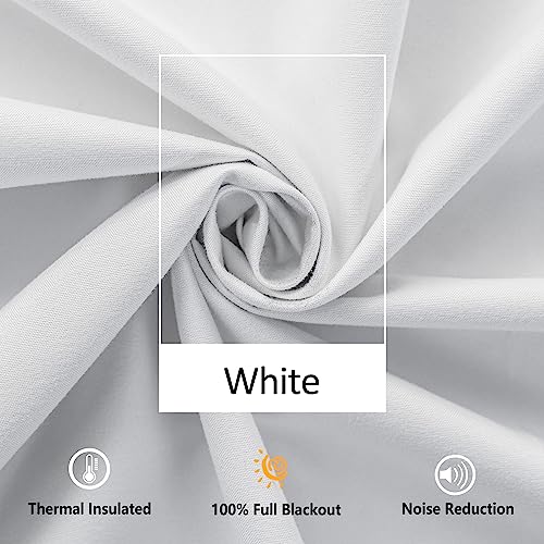 Image of Treatmentex White Blackout Curtains for Living Room Bedroom 84inch Long Pom Pom Curtain Panels for Windows Thermal Insulated Curtains for Kids Nursery Room Rod Pocket 52 inch W x 2pcs
