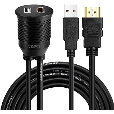 VIMVIP 2 Meters 6 Feet Length USB & HDMI Extension Panel Flush Mount for Car, Boat and Motorcycle,Dash Mount with USB and HDMI Port Cover