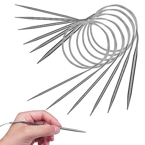 12-teiliges Edelstahl Rundstricknadeln Set - Metall Nadeln 2/3/4mm Für Socken & Mützen