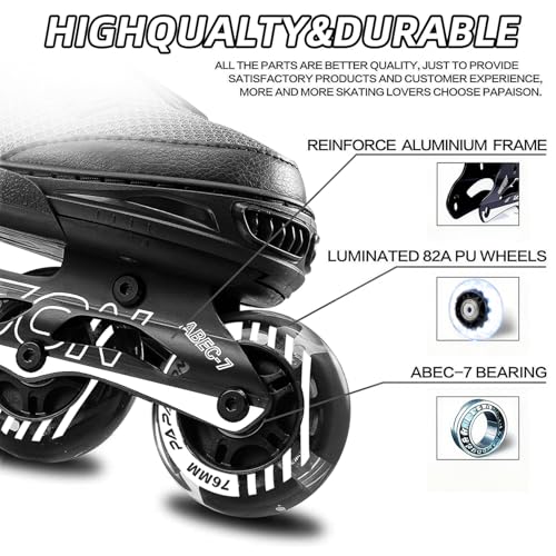 Image of PAPAISON Adjustable Inline Skates for Kids and Adults with Full Light Up Wheels, Outdoor Roller Skates for Girls and Boys, Men and Women