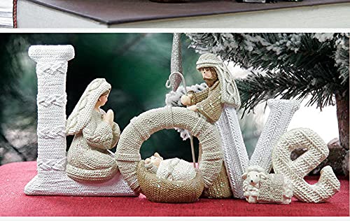 Crèche de Noël Décorative en Résine - Figurine et Statue de la Sainte Famille Amour - Décoration d'Intérieur Saisonnière Crèche de Noël Décorative en Résine - Figurine et Statue de la Sainte Famille Amour - Décoration d'Intérieur Saisonnière