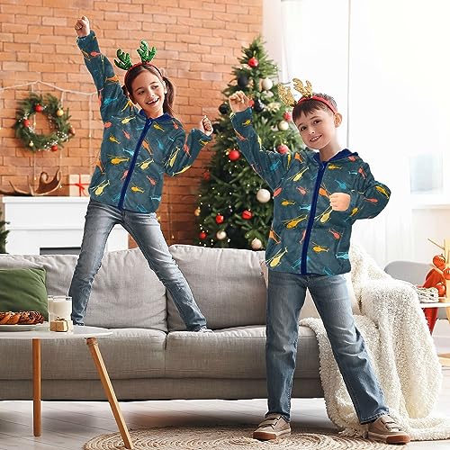 Image of Aflyko Boys Fleece Coat Blue Zip-Up Hoodie Girls Outerwear Kids Hooded Jacket