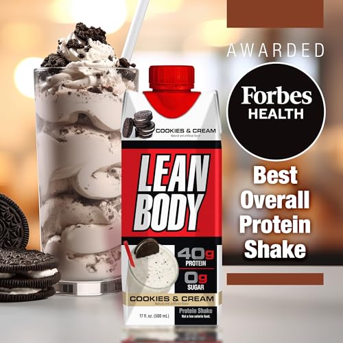 Image of Labrada Lean Body Ready-to-Drink Cookies and Cream Protein Shake, 40g Protein, Whey Blend , 0 Sugar, Gluten No, 22 Vitamins & Minerals, (Recyclable Carton & Lid - Pack of 12) LABRADA , 17 Fl Oz (Pack of 12)
