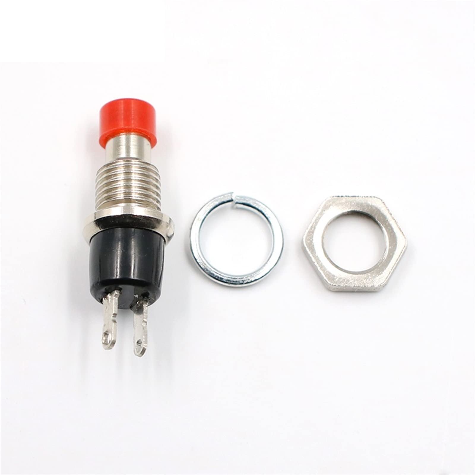 10 Pz PBS-110 Mini Micro Fai da Te 7mm Filettatura 2 Pin Interruttore a Pulsante momentaneo Rosso Nero Bianco Blu Giallo Verde Riposo Automatico ON/off