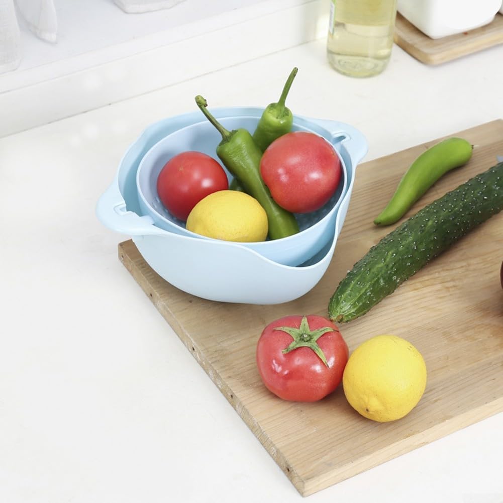 Juego de colador de cocina diseñado para un manejo práctico de alimentos, incluyendo lavado, drenaje, enjuague y transferencia de frutas, verduras y pasta (rosa)