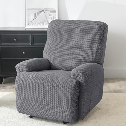 MKKBOB Recliner Cover,Reclining Chair Covers with Arms Recliner Chair Slip Covers Stretch Slipcover Recliner Couch Cover Furniture Protector with Elastic Recliner Covers(Beige,1 Seater)