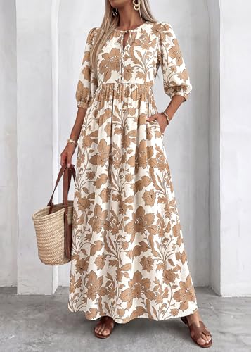 Image of KIRUNDO Maxi Dresses for Women 2026 3 /4 Sleeve Summer Dress