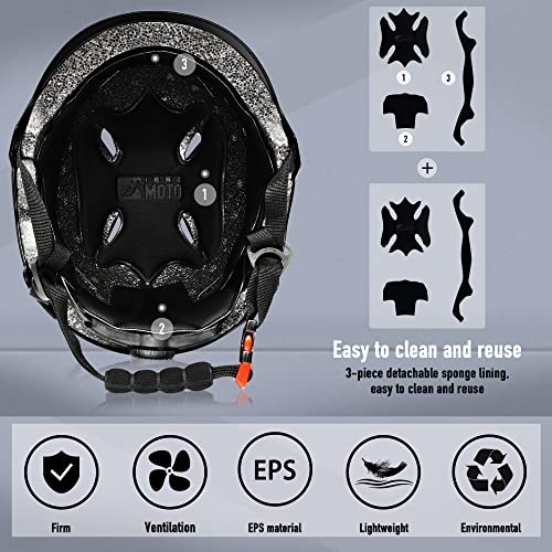 image for INNAMOTO Certified Bike Skateboard Helmet - 2 Thickness Removable Line
