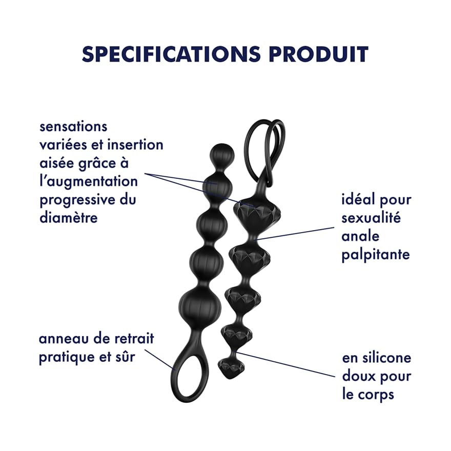Plug Anal Chapelet - Boules Anales Avec Chaîne - 26 X 2,3 Cm - TPR Noir - Sextoy Unisexe - GC