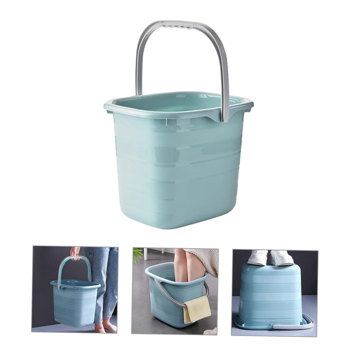 Secchio in Plastica Manico, Piccolo Rettangolare per Casa | Uso Polivalente, Superficie Antiscivolo, Adatto a Sabbia e Cibo per Animali, Indicato per Giardinaggio e Ranch