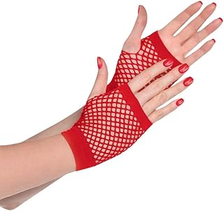 Game Ready Team Spirit Party - Guantes cortos de red para fiesta, color rojo, tela, talla única, paquete de 2