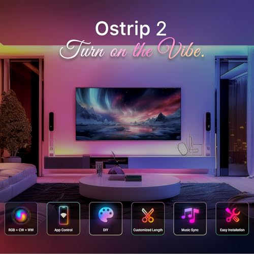 Image of OLIGHT RGBIC LED Strip Lights Ostrip2 16.4ft, Smart Control, APP | Work with Alexa,DC24V 2700K-6500K,IP65, ETL,DIY Color Changing, Music Sync,LED Lights for Bedroom, Cabinet, TV Home Decor