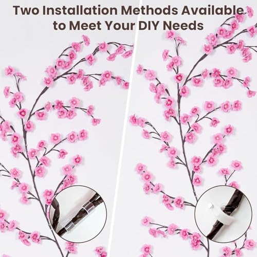 Image of Vine Lights 5.25 ft with 72 LED String Lights, Remote Control, 8 Lighting Modes, USB & Battery Operated Decorative Wall Lights for Bedroom, Living Room, Wedding (Cherry Led Pink Blossom)