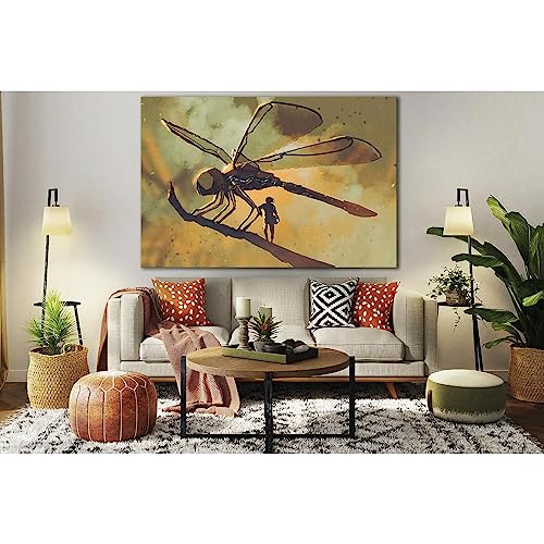 Toile ZELLART Mechanical Libellule pour décoration salon moderne 60x40