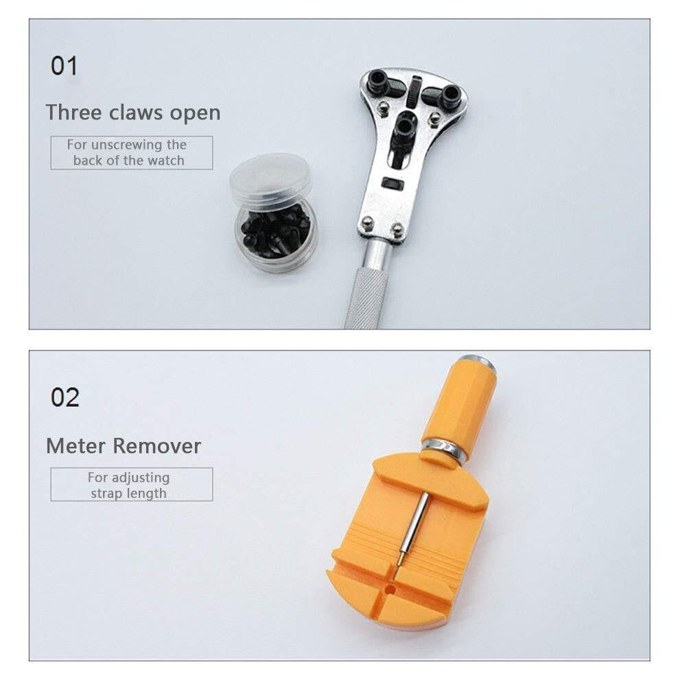 Kit de herramientas para reparación de relojes, juego de herramientas para eslabones de correa de reloj, kit de herramientas para reparación de relojes, abridor de caja, herramienta para quitar eslabo