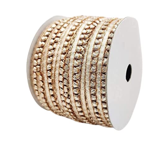 Veer Rose Golden Samosa Gota Patti Lace Border Material for Dupatta, Bridal Dresses, Saree, Lehengas, Palazzo, Anarkali Suits (Length:10 Meter)