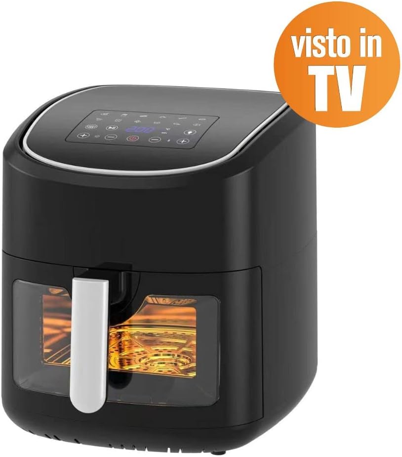 Melchioni Family | Friggitrice ad Aria GAIA, Capacità 8L / 2,5kg, Display Touch Screen, Timer 1/60 minuti, 13 Programmi Preimpostati, 50-200°C, Contenitore Antiaderente, 1800 W, Colore Nero Melchioni Family | Friggitrice ad Aria GAIA, Capacità 8L / 2,5kg, Display Touch Screen, Timer 1/60 minuti, 13 Programmi Preimpostati, 50-200°C, Contenitore Antiaderente, 1800 W, Colore Nero