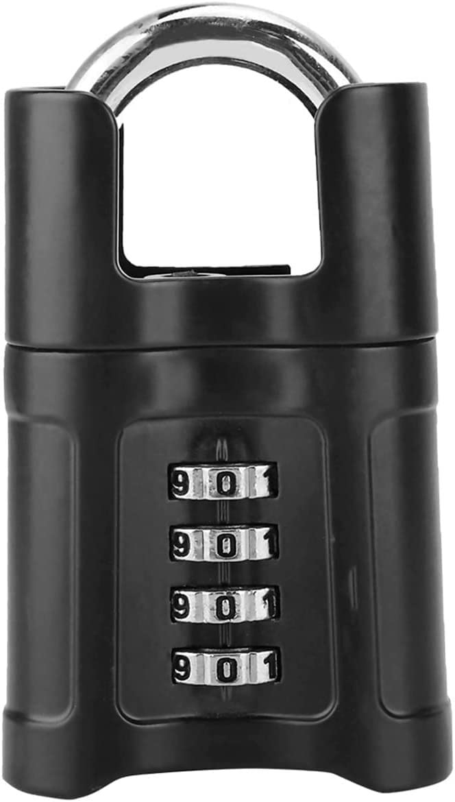 Ykmyxz Black Combination Lock， 4 Digit Code Password Combination Padlock Zinc Alloy Door Lock​​ For Warehouse Courtyard Doors